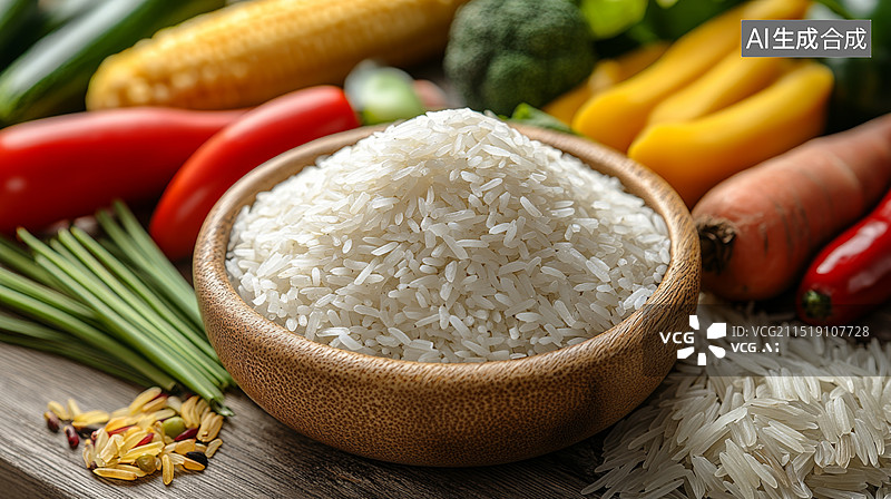 【AI数字艺术】大米和米饭的特写镜头图片素材
