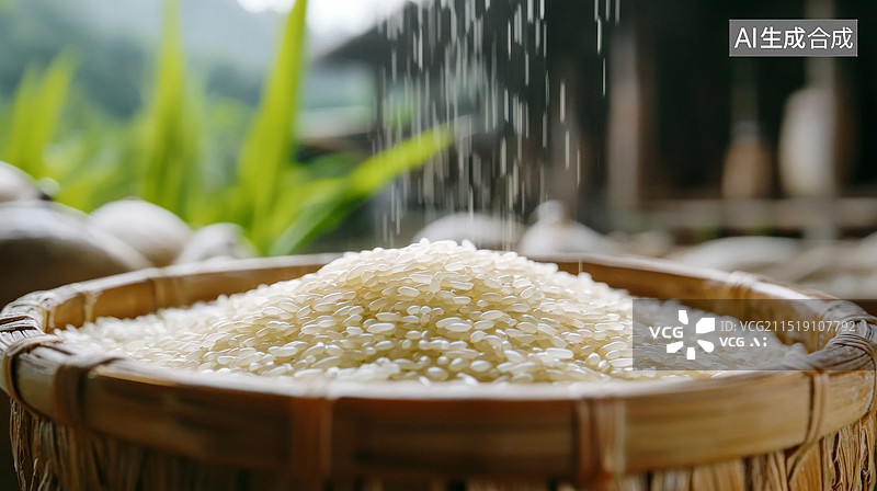 【AI数字艺术】大米和米饭的特写镜头图片素材