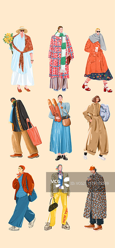 潮流时尚穿搭插画图片素材