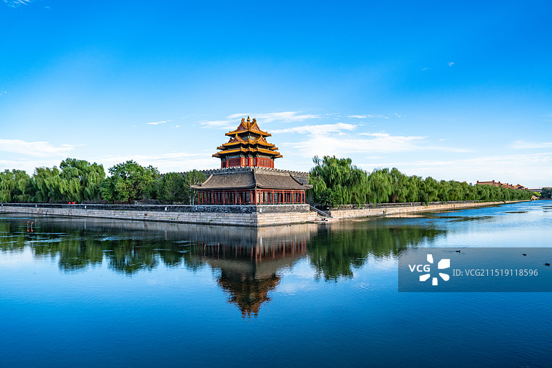 延时拍摄镜头中的北京故宫西北角楼图片素材