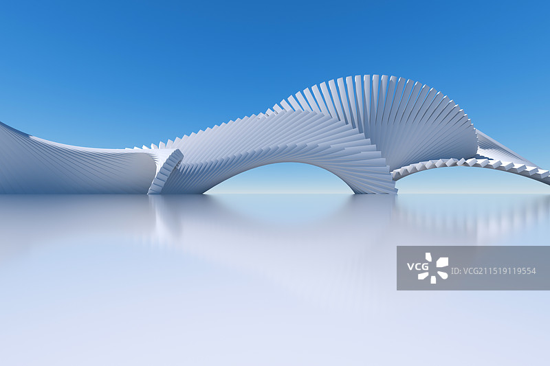 3D现代抽象建筑和地面图片素材