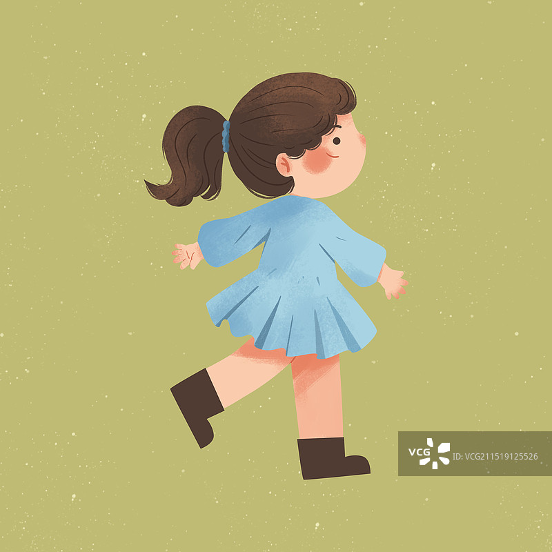 奔跑的小女孩图片素材
