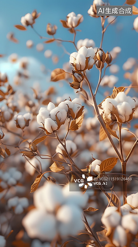 【AI数字艺术】夏天阳光棉花风景图片素材