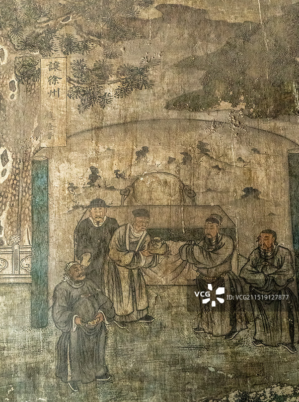 晋祠关庙壁画图片素材