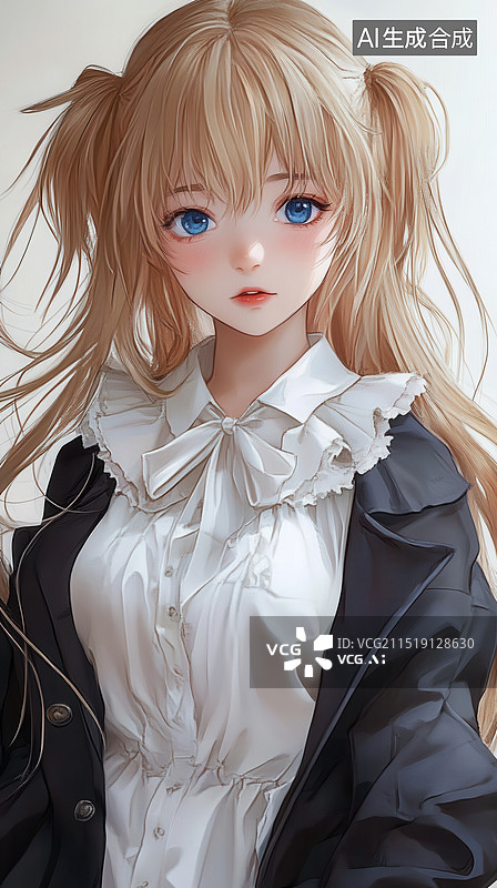 【AI数字艺术】二次元青春美少女卡通动漫图片素材