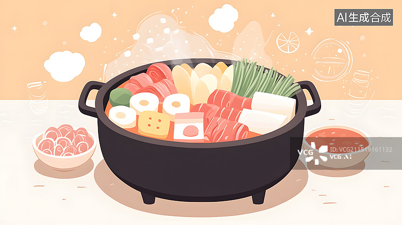 【AI数字艺术】美味蒸锅宴图片素材