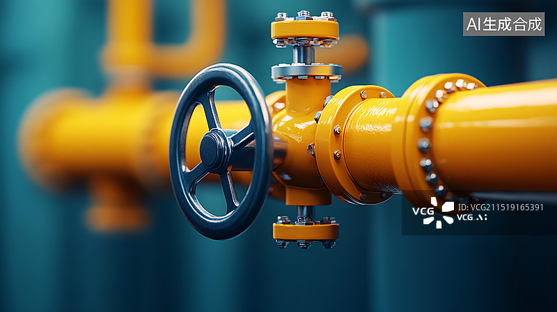 【AI数字艺术】工业区阀门工厂设备管道闸阀设备金属背景图片素材