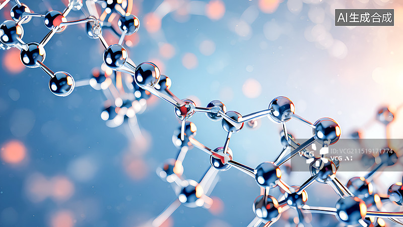 【AI数字艺术】微观世界下的分子结构物质图片素材