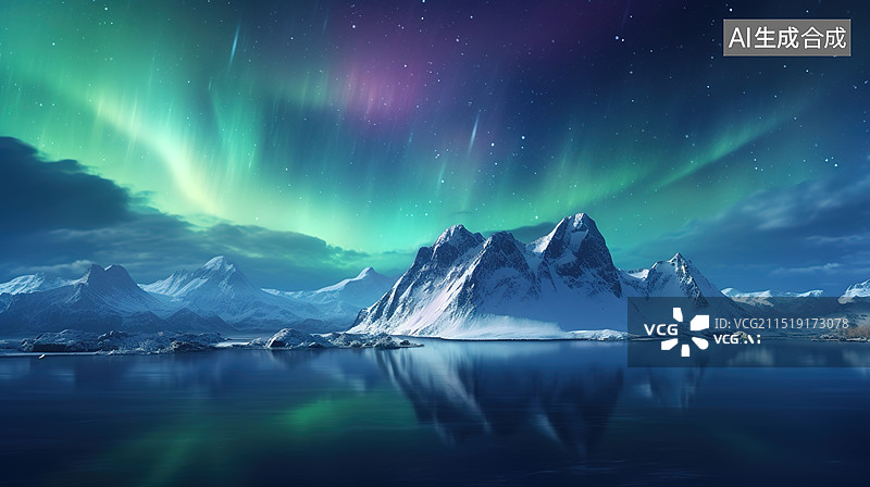 【AI数字艺术】3D渲染北极圈极光图片素材