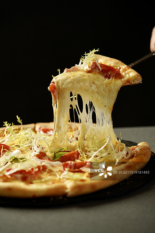披萨 芝士 拉丝图片素材