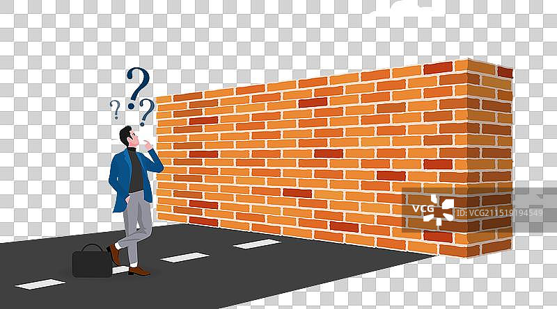 面对墙壁的商人概念图片素材