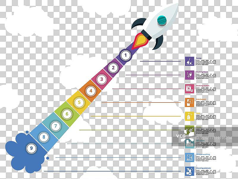 以清洁为主题的10步信息图表图片素材