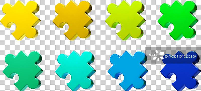 彩色3D拼图图片素材