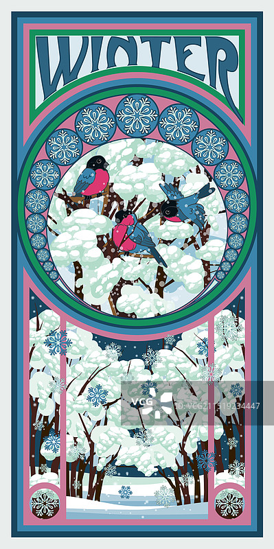 新艺术风格的冬季季节贺卡图片素材