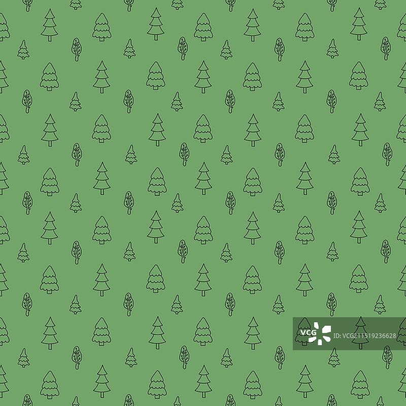 绿色背景涂鸦树木无缝图案图片素材