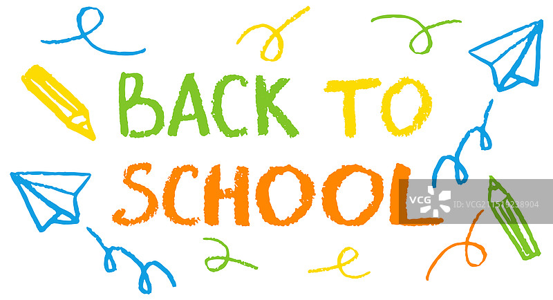 儿童蜡笔绘画（返校季）图片素材