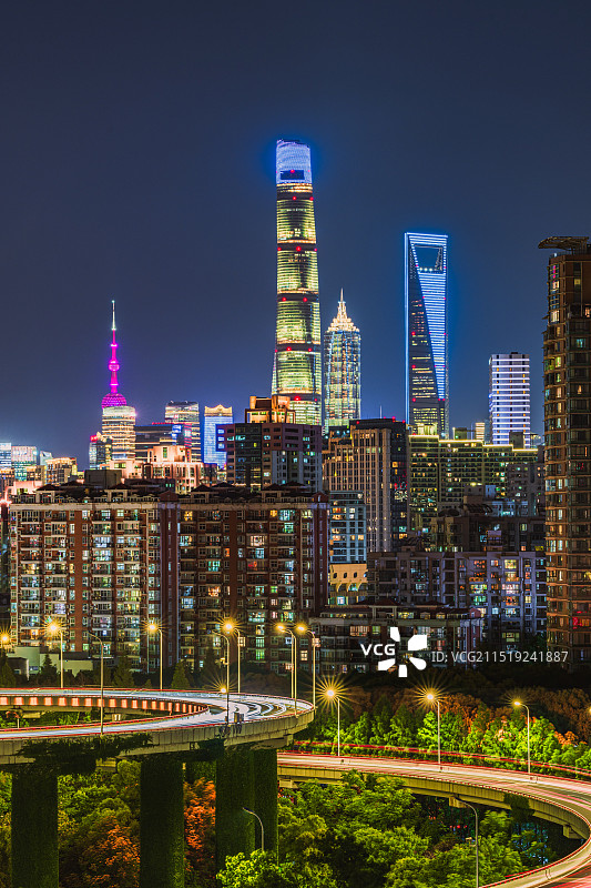 上海陆家嘴夜色图片素材