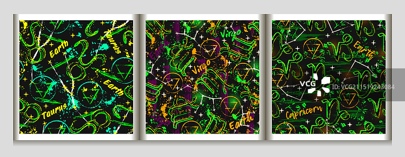 带有地球十二生肖图标的复古图案图片素材