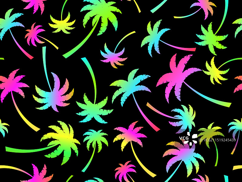 彩色渐变棕榈树无缝图案图片素材