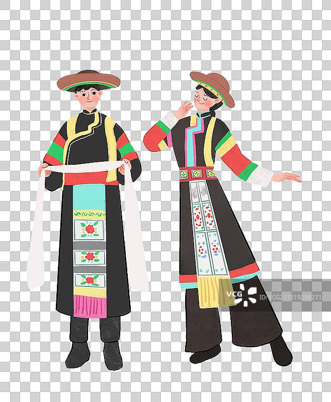 土族人物少数民族插画图片素材