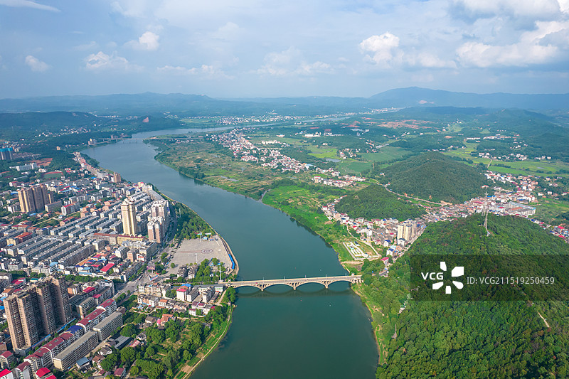 中国湖南省衡阳市衡东县城航拍风光图片素材