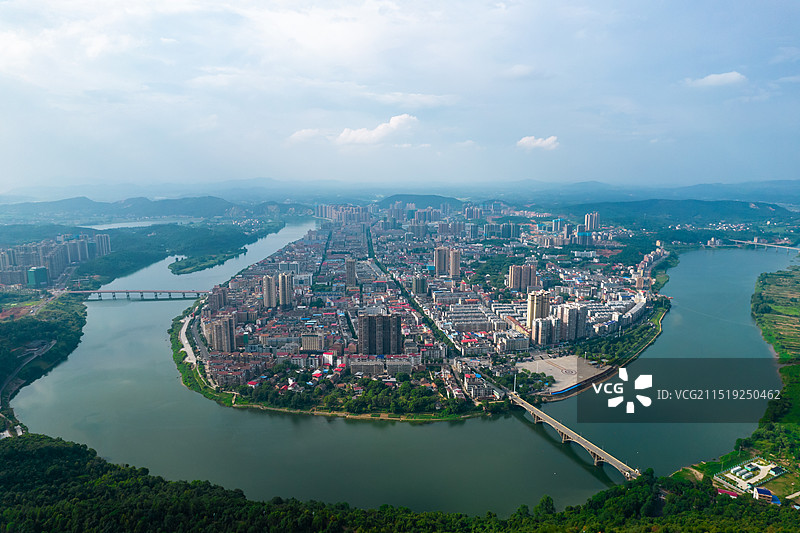 中国湖南省衡阳市衡东县城航拍风光图片素材