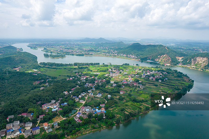 中国湖南省衡阳市衡东县洣水镇航拍风光图片素材