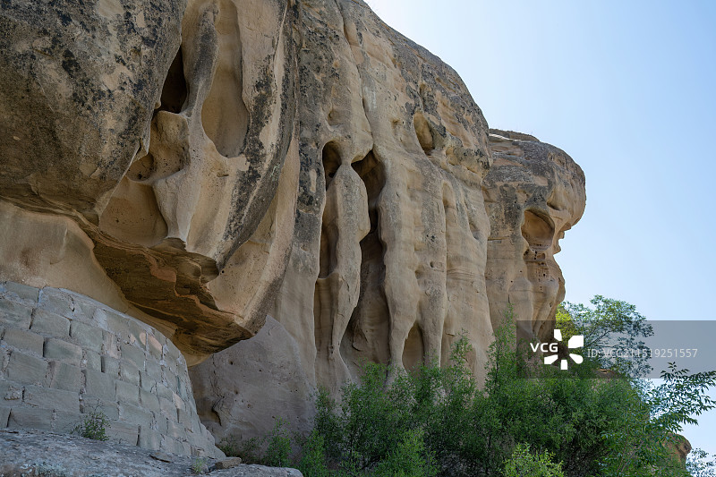 陕西省榆林市神木市天台山岩石水蚀浮雕景观图片素材