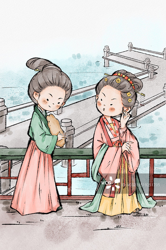 Q版古风小场景图片素材