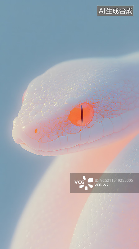 【AI数字艺术】一条白蛇特写图片素材