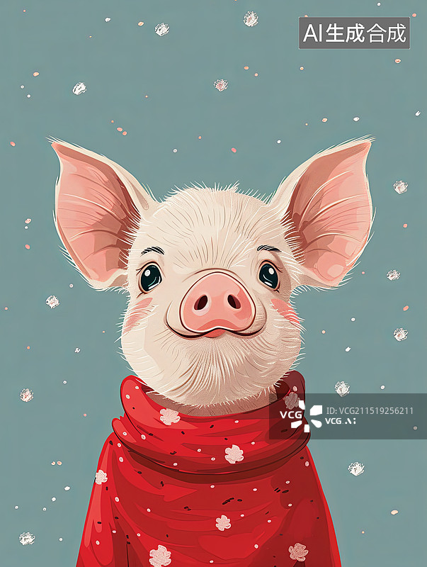 【AI数字艺术】穿着红衣服的猪图片素材