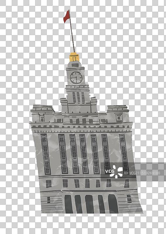 汕头市海关钟楼插画元素图片素材