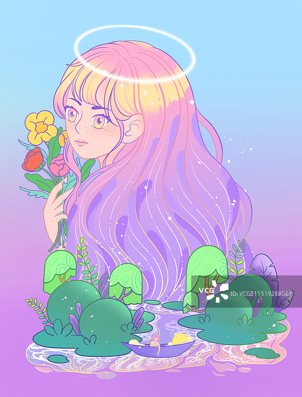 梦幻少女插画图片素材