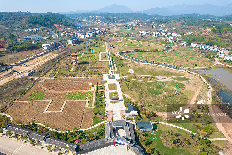 湖南省衡山县萱州古镇湘江风光航拍图片素材