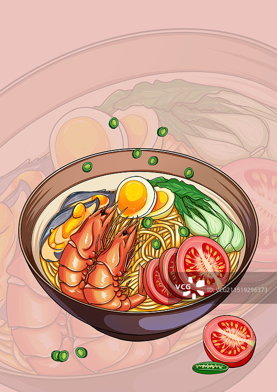 美味的海鲜鸡蛋面图片素材