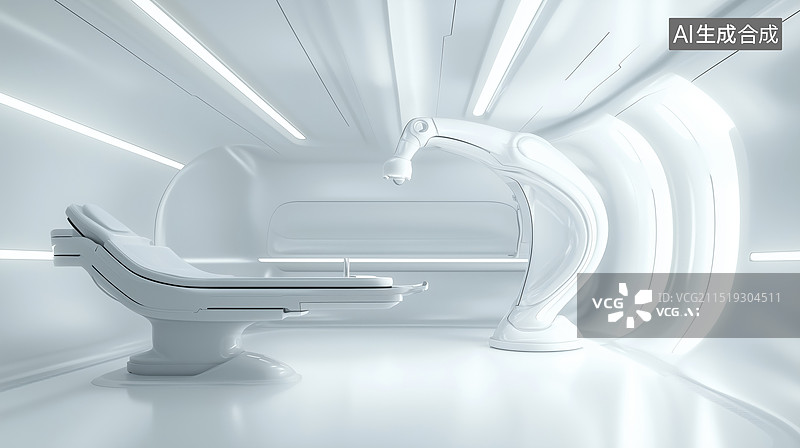 【AI数字艺术】未来明亮太空舱医院医疗仪器3D立体插画图片素材
