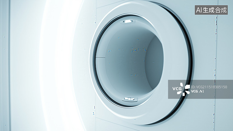 【AI数字艺术】医疗科技明亮CT核磁共振设备3D立体插画图片素材