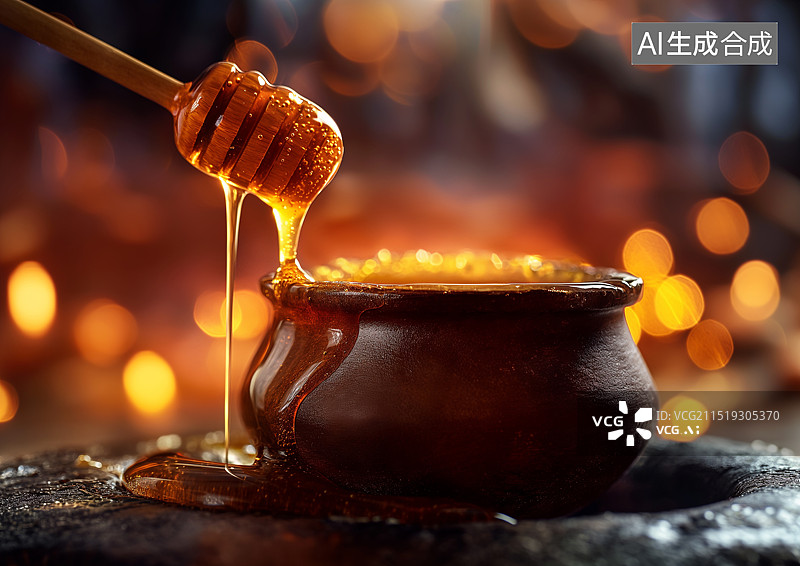 【AI数字艺术】一个罐子里装满天然蜂蜜图片素材