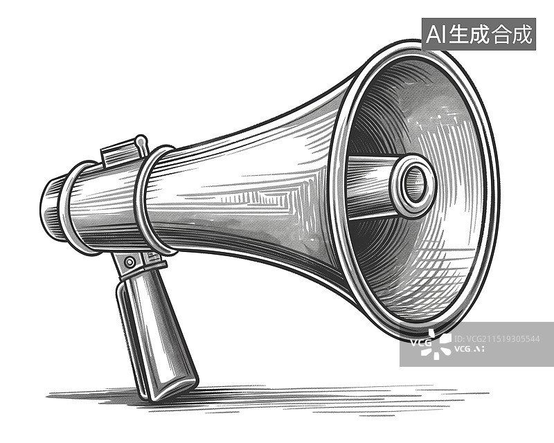 【AI数字艺术】黑白简笔画宣传喇叭扩音器图片素材