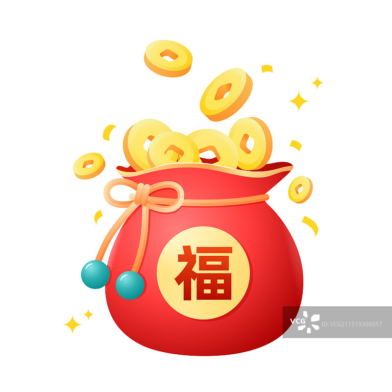 福袋和金币矢量插画图片素材