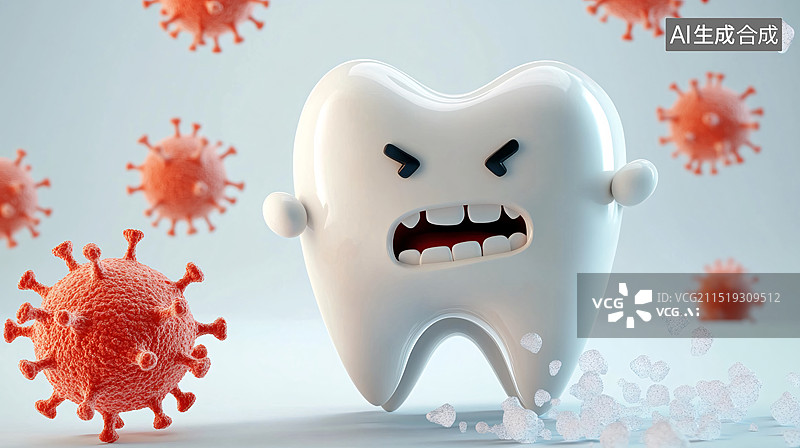 【AI数字艺术】三维牙齿健康与病毒危害图片素材