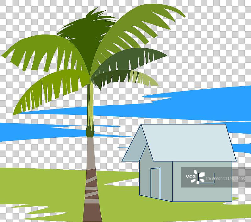 夏天夏季户外海边海滩度假假日放松棕榈树椰子树风景资讯插画图片素材