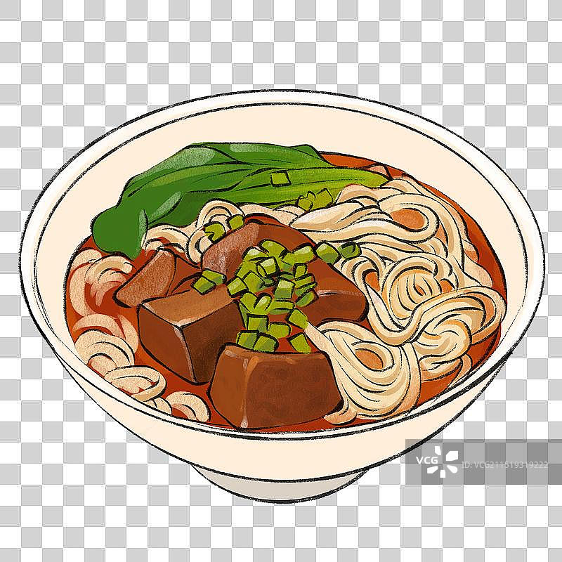 襄阳牛肉面-湖北城市美食土特产小吃插画元素图片素材
