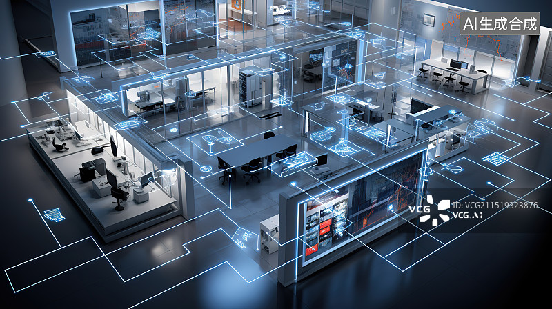【AI数字艺术】智能办公场景插图图片素材