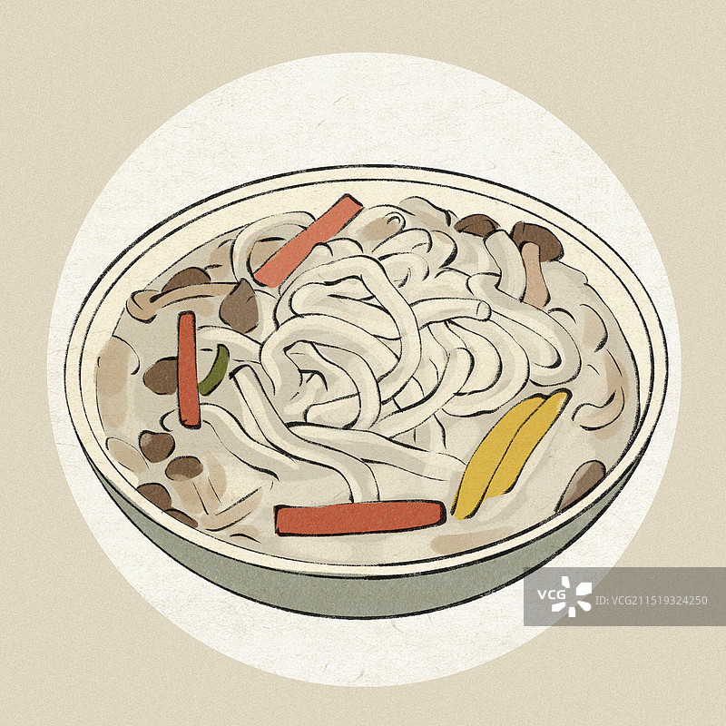 云梦鱼面-湖北城市美食土特产小吃插画图片素材