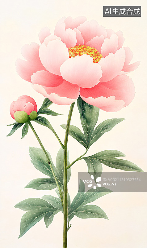 【AI数字艺术】中国风牡丹古典国潮风唯美花瓣国画插画图片素材