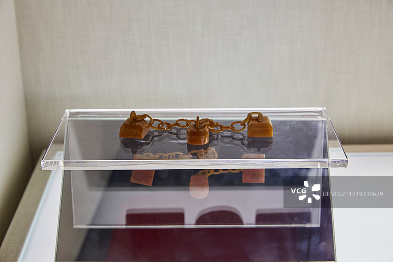 北京故宫博物院珍宝馆藏田黄三连印图片素材