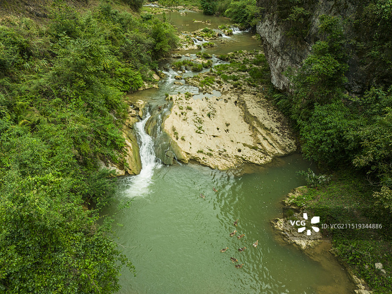 乌当小寨村大龙潭小龙潭瀑布图片素材