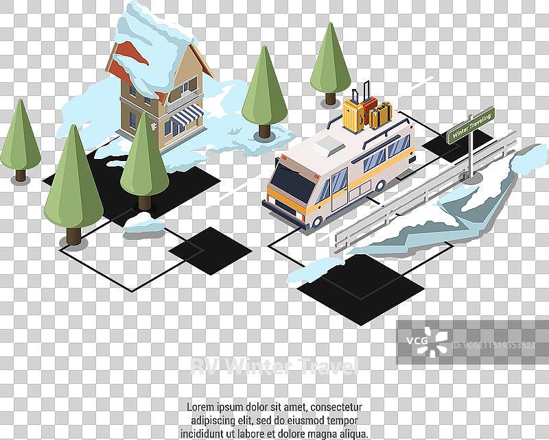 在自然中休息和冬季房车露营图片素材