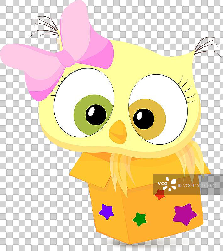 戴着粉色蝴蝶结的小猫头鹰探出头图片素材